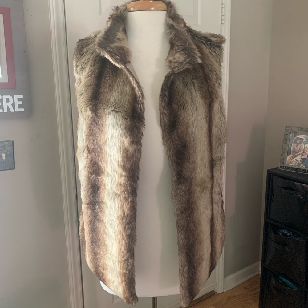 Brand New Brown Faux Fur Sweater Back Vest